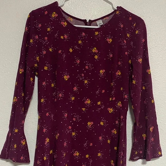 Old Navy Burgundy Floral Long Sleeve Dress - Picture 7 of 7